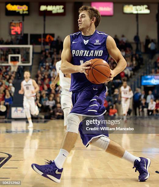 Jason Todd of the Portland Pilots drives against the Gonzaga Bulldogs in the second half of the game at McCarthey Athletic Center on January 9, 2016...