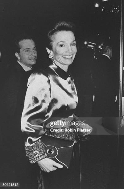 Lee Bouvier Radziwill Ross w. Her son Tony at the premiere of the motion picture Steel Magnolias.