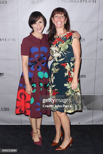 Arison Award Winner Rosie Perez and YoungArts Vice President of Artistic Programs Lisa Leone attend the YoungArts Backyard Ball on January 9, 2016 in...