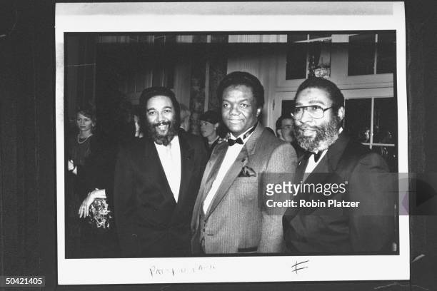 Rock & Roll Hall of Fame inductees, songwriters Eddie Holland, Lamont Dozier & Brian Holland, the no. 1 Motown songwriting team, posing at this...