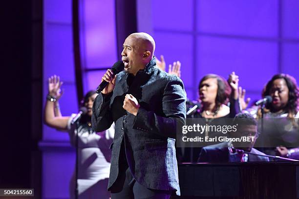 Gospel musician Anthony Brown performs onstage during BET Celebration Of Gospel 2016 at Orpheum Theatre on January 9, 2016 in Los Angeles, California.