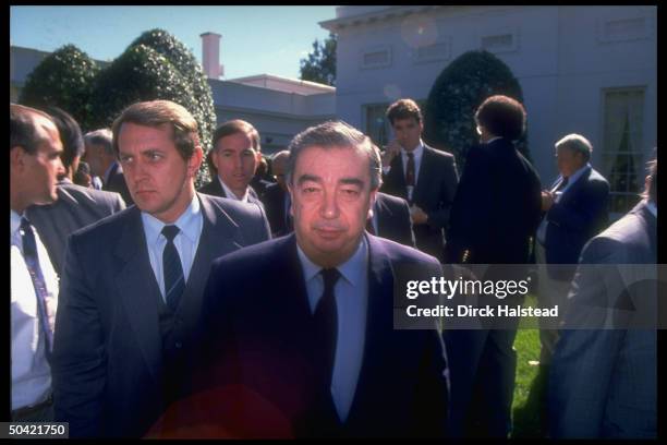 Sr. Soviet official Yevgeny M. Primakov after mtg. W. Pres. Bush on gulf crisis .