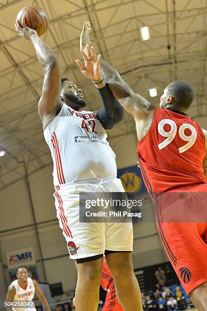 Joshua Smith of the Rio Grande Valley Vipers shoots against the Raptors 905 during Day Four of the 2016 NBA D-League Showcase on January 9, 2016 at...