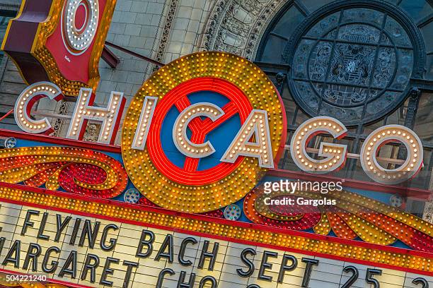 chicago theater, usa - bright chicago city lights stock pictures, royalty-free photos & images