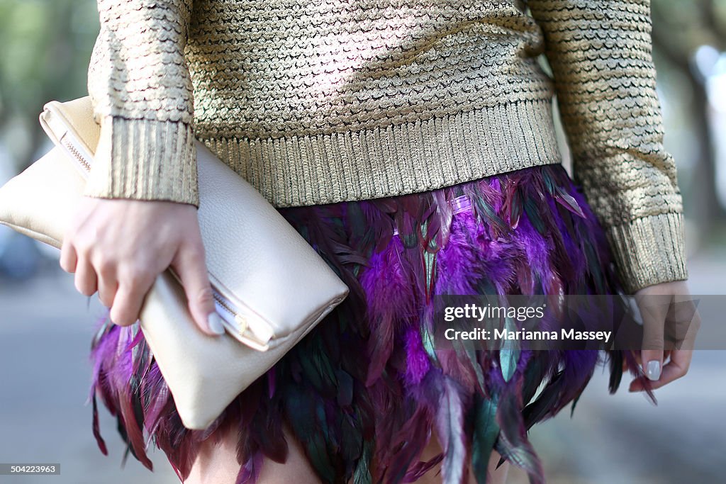 Fashionable Woman in A Feather Skirt