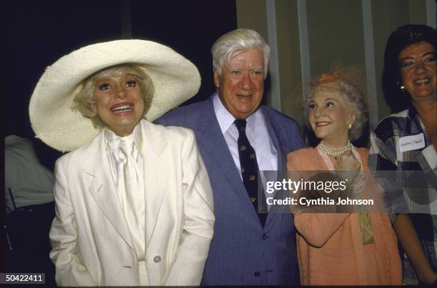 House Spkr. Tip O'Neill w. Actresses Carol Channing & Mary Martin & his daughter Susan O'Neill , during Congressional Arts Caucus fete.