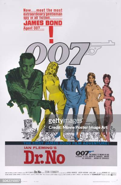 Scottish actor Sean Connery appears on the poster for the James Bond 007 movie 'Dr. No', 1962.