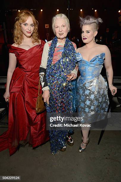 Actress Christina Hendricks, gala creative visionary Vivienne Westwood and tv personality Kelly Osbourne attend The Art of Elysium 2016 HEAVEN Gala...
