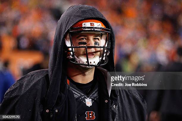 McCarron of the Cincinnati Bengals reacts on the sideline in the fourth quarter against the Pittsburgh Steelers during the AFC Wild Card Playoff game...