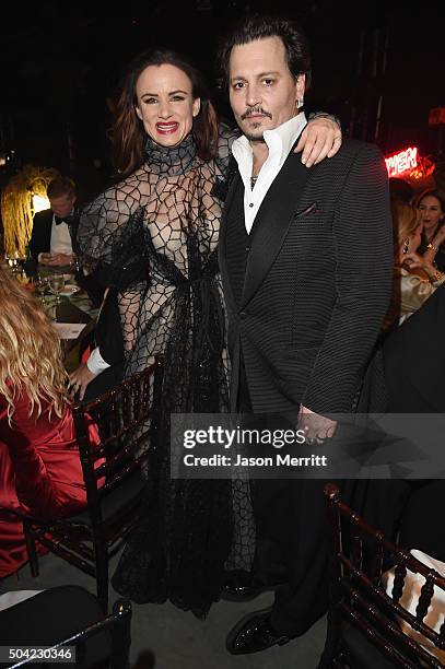 Actors Juliette Lewis and Johnny Depp attend The Art of Elysium 2016 HEAVEN Gala presented by Vivienne Westwood & Andreas Kronthaler at 3LABS on...