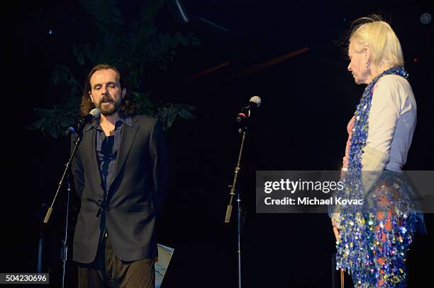 Co-hosts Andreas Kronthaler and Vivienne Westwood speak onstage during The Art of Elysium 2016 HEAVEN Gala presented by Vivienne Westwood & Andreas...