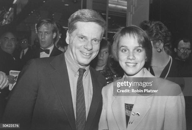 Actor Robert Morse w. Daughter Robin at an AIDS fund-raiser at Bloomingdale's .