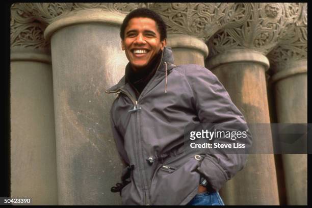 Newly-elected pres. Of HARVARD LAW REVIEW, law student, & former community program dir. Barack Obama.