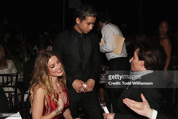 Actor Amber Heard, blogger Jared Eng and actor Johnny Depp attend The Art of Elysium 2016 HEAVEN Gala presented by Vivienne Westwood & Andreas...