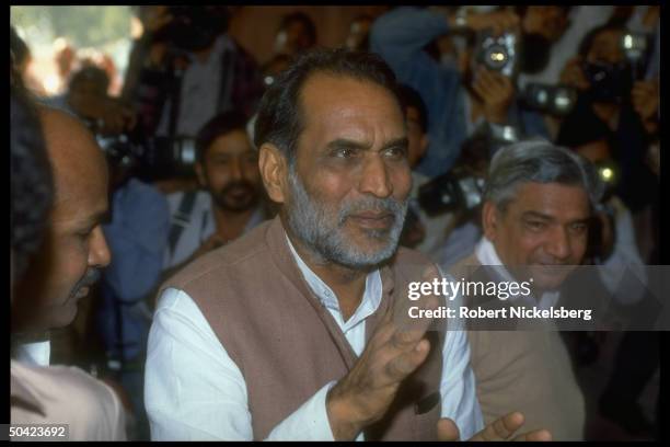 Janata Dal Party's Chandra Shekhar during his efforts to assume party ldrship & head new govt. After no-confidence vote in & resignation of PM Singh.