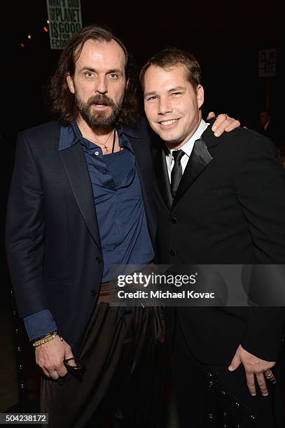 Artists Andreas Kronthaler and Shepard Fairey attend The Art of Elysium 2016 HEAVEN Gala presented by Vivienne Westwood & Andreas Kronthaler at 3LABS...