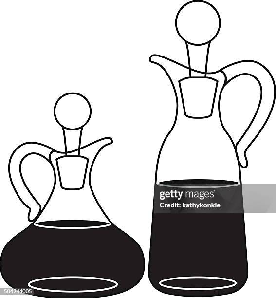 illustrazioni stock, clip art, cartoni animati e icone di tendenza di bottiglie di olio e aceto - aceto