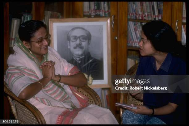 Awami League ldr. Sheik Hasina Wazed during TIME election campaign interview w. Anita Pratap .