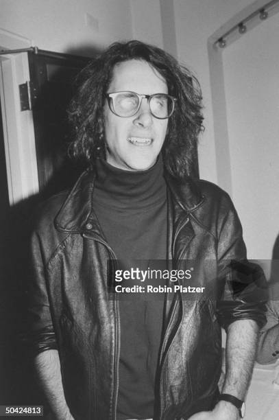 Director Joel Coen in leather jacket at private screening of Adrian Lyne's Jacob's Ladder.