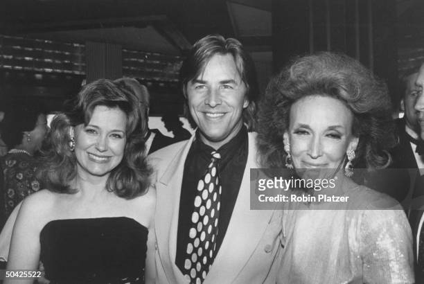 Journalist Jane Pauley, actor Don Johnson, and editor Helen Gurley Brown at a party to celebrate her 25 years at COSMOPOLITAN magazine.
