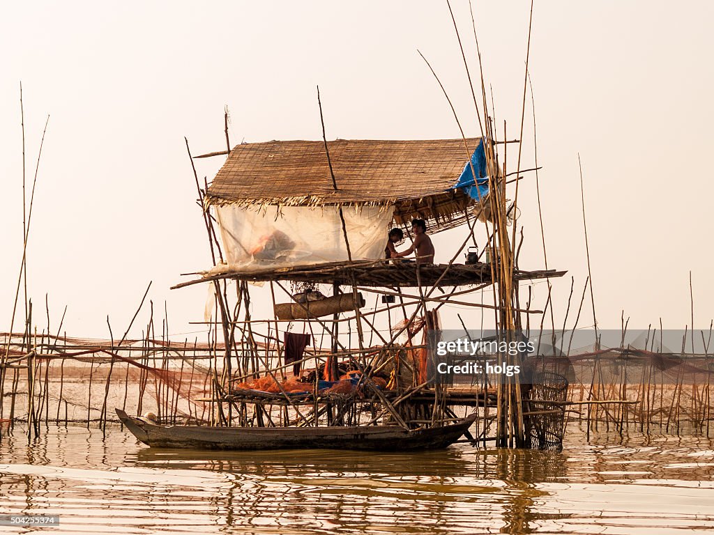 Stilt house in Tonle Sap in Siem Reap, Cambodia