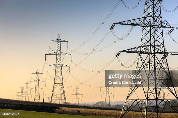 an electricity pylon of the national grid in wales - tenby wales stock pictures, royalty-free photos & images