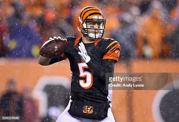 McCarron of the Cincinnati Bengals looks to pass in the fourth quarter against the Pittsburgh Steelers during the AFC Wild Card Playoff game at Paul...