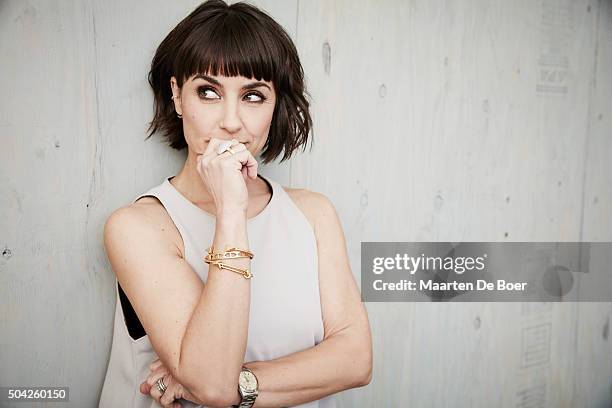 Constance Zimmer of A+E Network's 'UnREAL' poses in the Getty Images Portrait Studio at the 2016 Winter Television Critics Association press tour at...