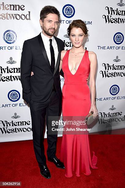 Actor Topher Grace and actress Ashley Hinshaw attend The Art of Elysium 2016 HEAVEN Gala presented by Vivienne Westwood & Andreas Kronthaler at 3LABS...