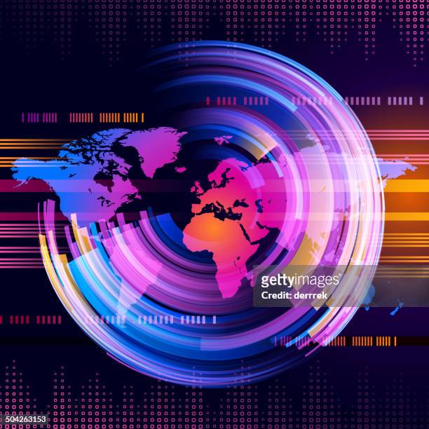 communication technology - global network map stock illustrations