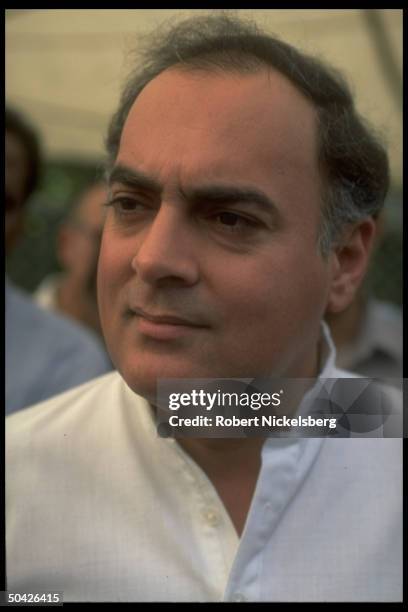 Congress Party ldr., former PM Rajiv Gandhi speaking to press, musing on positives & negatives of his tenure as PM.