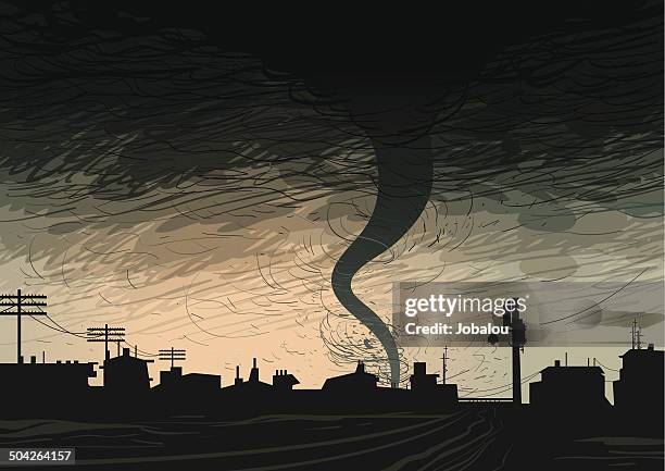 ilustrações, clipart, desenhos animados e ícones de escuro de furacão - tornado