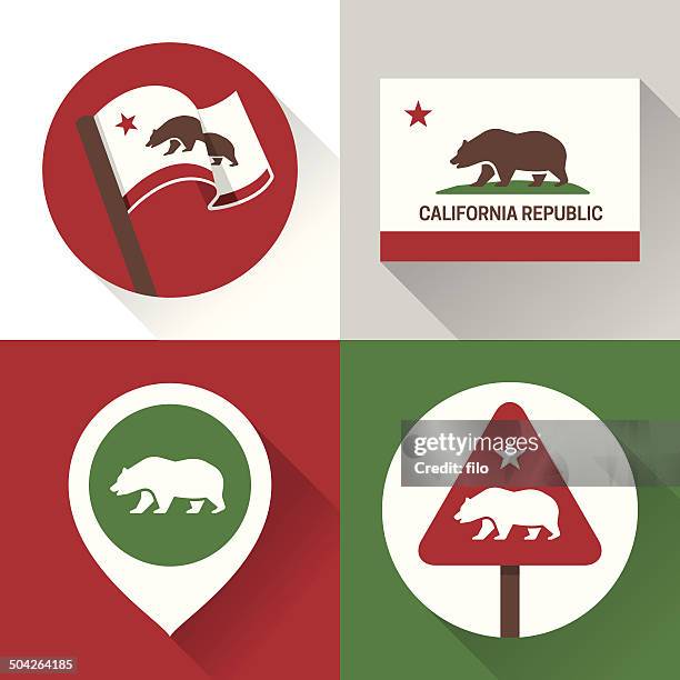 california-icons und symbole - kalifornien stock-grafiken, -clipart, -cartoons und -symbole