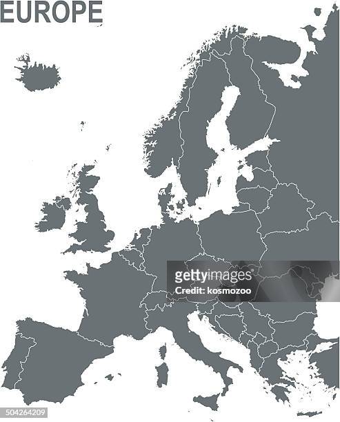 detailed map of europe - view into land stock illustrations