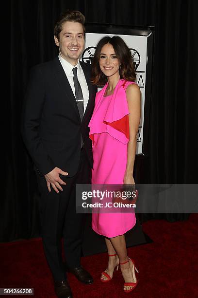 Derek Johnson and Abigail Spencer attend The 40th Annual Los Angeles Film Critics Association Awards at InterContinental Hotel on January 9, 2016 in...