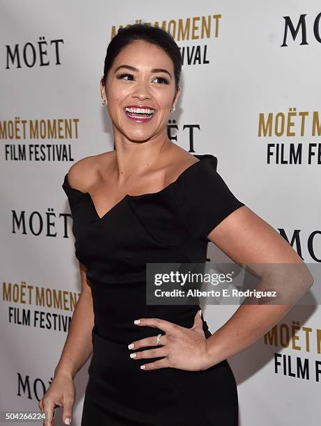 Actress Gina Rodriguez attends Moet & Chandon Celebrates 25 Years at the Golden Globes on January 8, 2016 in West Hollywood, California.