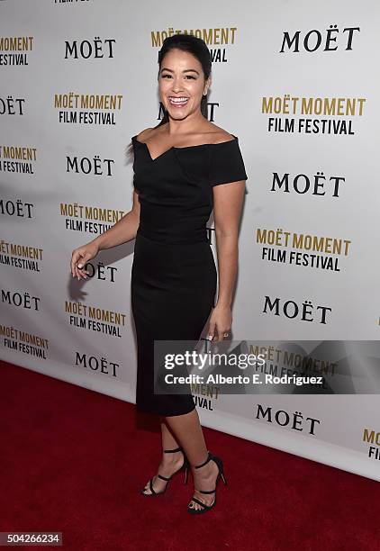 Actress Gina Rodriguez attends Moet & Chandon Celebrates 25 Years at the Golden Globes on January 8, 2016 in West Hollywood, California.