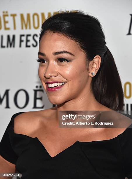 Actress Gina Rodriguez attends Moet & Chandon Celebrates 25 Years at the Golden Globes on January 8, 2016 in West Hollywood, California.