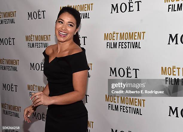 Actress Gina Rodriguez attends Moet & Chandon Celebrates 25 Years at the Golden Globes on January 8, 2016 in West Hollywood, California.