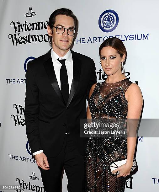 Actress Ashley Tisdale and husband Christopher French attend Art of Elysium's 9th annual Heaven Gala at 3LABS on January 9, 2016 in Culver City,...