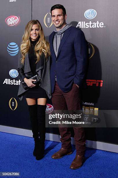 Samantha Ponder and Christian Ponder attend the Allstate party at the Playoff Blue Carpet on January 9, 2016 in Phoenix, Arizona.