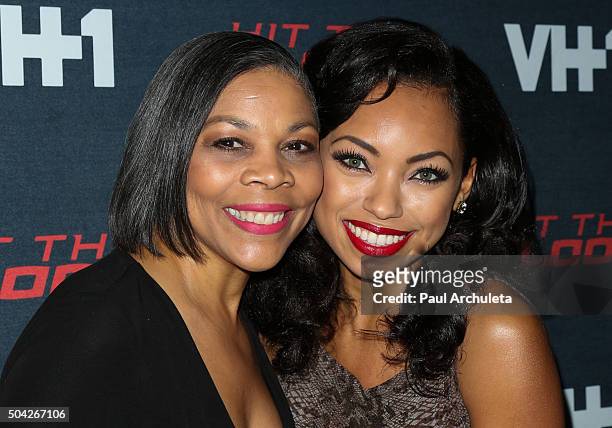 Actress Logan Browning and her Mother Lynda Browning attend the premiere of VH1's "Hit The Floor" Season 3 at The Paramount Theater on the Paramount...