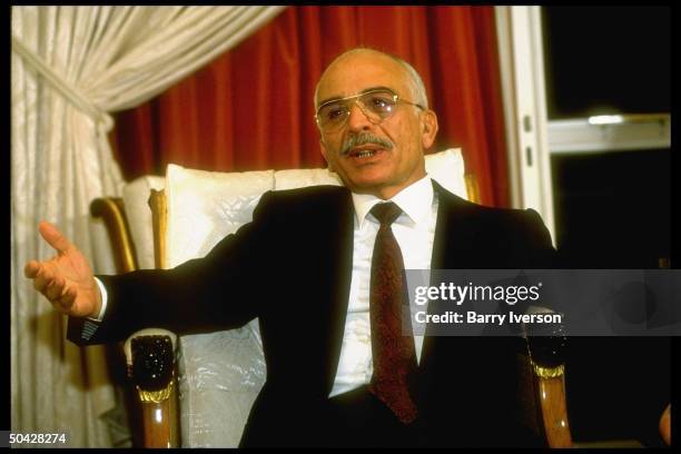 King Hussein speaking during TIME interview .