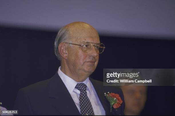 South African Pres. Pieter Willem Botha poised with flower in his lapel.