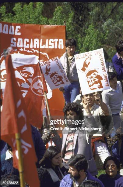 Communist and socialist party members at the memorial organized by the Communist and Socialist parties on the 12th anniversary of death of deposed...