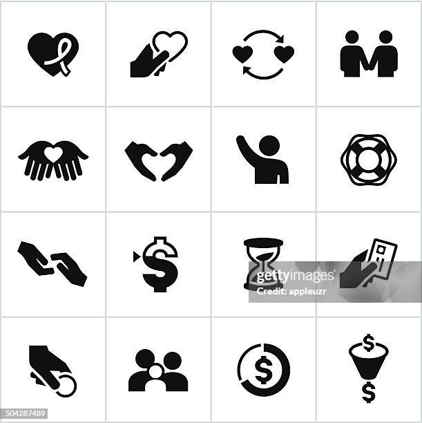 black charity icons - fundraising icon stock illustrations