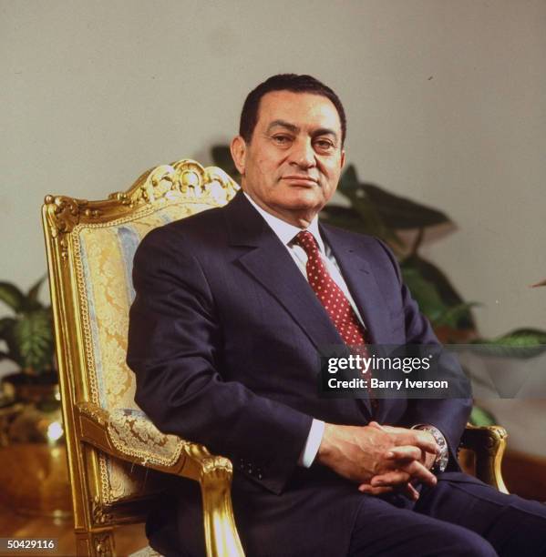 Pres. Hosni Mubarak at presidential palace in Cairo, Egypt.