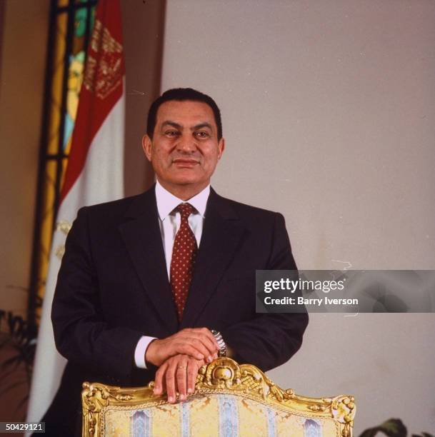 Pres. Hosni Mubarak at presidential palace in Cairo, Egypt.