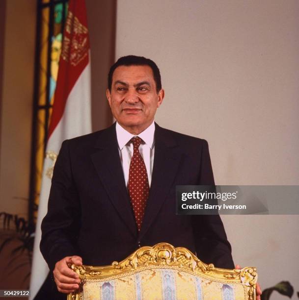 Pres. Hosni Mubarak at presidential palace in Cairo, Egypt.