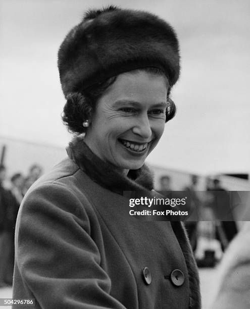 Queen Elizabeth II in Charlottetown, capital of Prince Edward Island, on the first day of her Canadian tour, 6th October 1964.